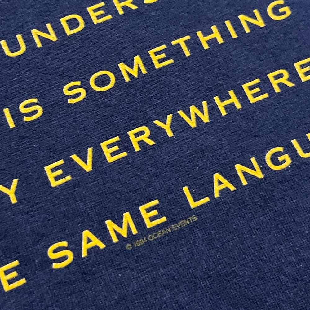 🎸 '94 Crosby, Stills, Nash Band Wooden Ships Lyrics Extreme Vintage Navy Lyric T - Picture 4 of 15